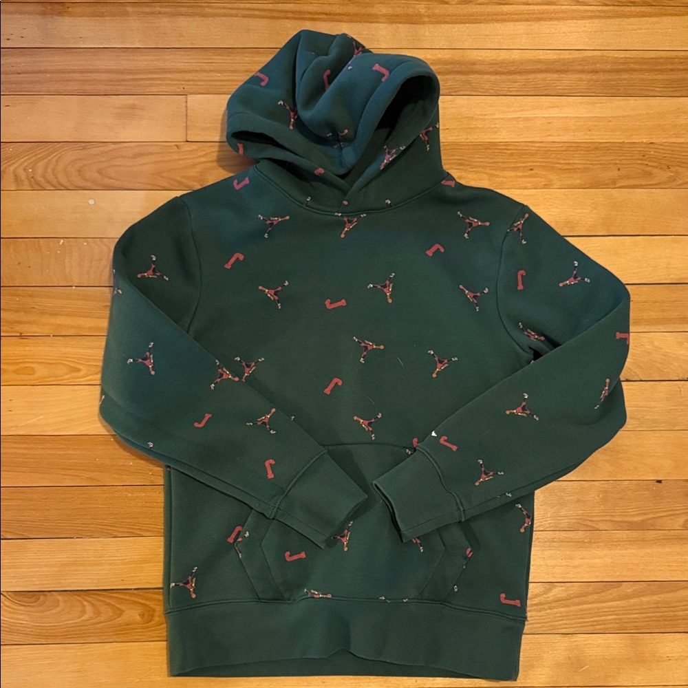 Jordan Kids Dark Green Hoodie with Pink Accents